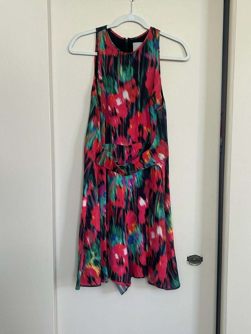 Jason Wu Colorful Blurred Floral Silk Romper with Belt